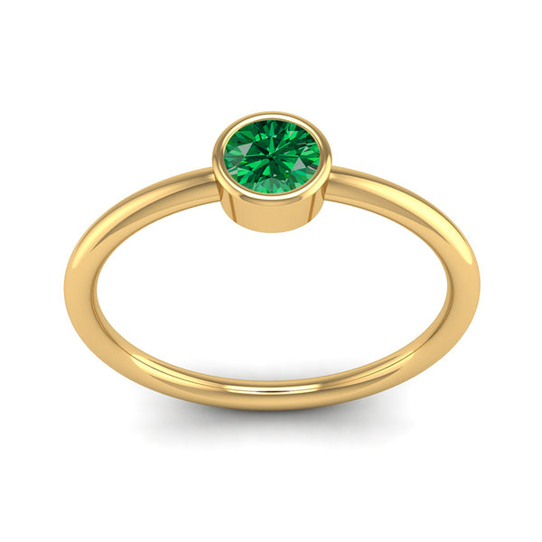 Fairtrade Yellow Gold Solitaire Emerald May Birthstone Ring