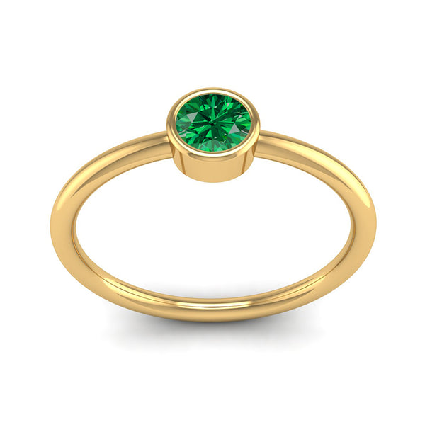 Fairtrade Yellow Gold Solitaire Emerald May Birthstone Ring