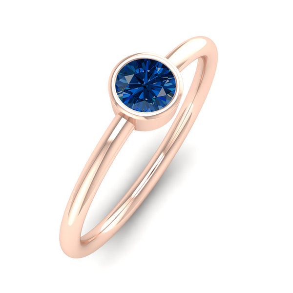 Fairtrade Rose Gold Solitaire Sapphire September Birthstone Ring, Jeweller's loupe