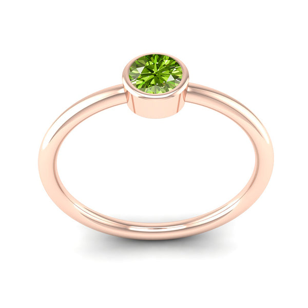 Fairtrade Rose Gold Solitaire Peridot August Birthstone Ring, Jeweller's Loupe