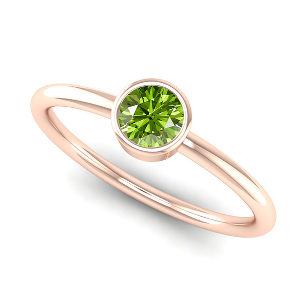 Fairtrade Rose Gold Solitaire Peridot August Birthstone Ring, Jeweller's Loupe