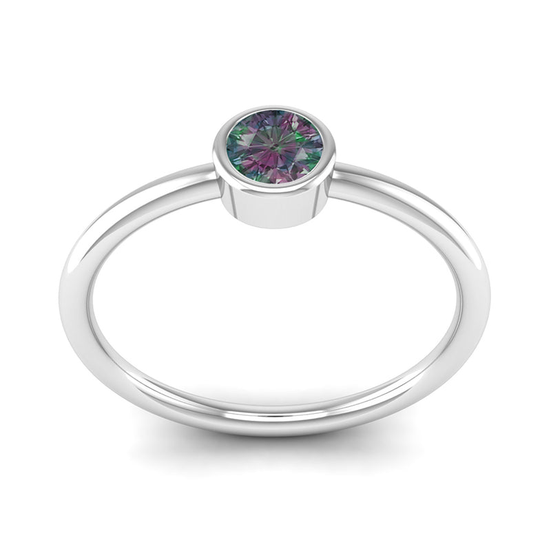 Fairtrade White Gold Solitaire Alexandrite June Birthstone Ring