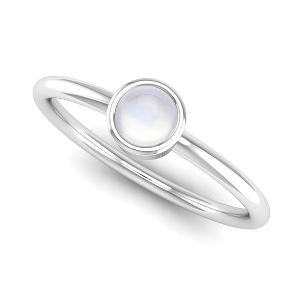 Ethically-sourced Platinum Solitaire Moonstone June Birthstone Ring