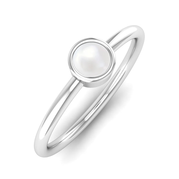 Ethically-sourced Platinum Solitaire Pearl June Birthstone Ring