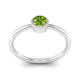 Ethically-sourced Platinum Solitaire Round Brilliant Cut Peridot Birthstone Ring, Jeweller's Loupe