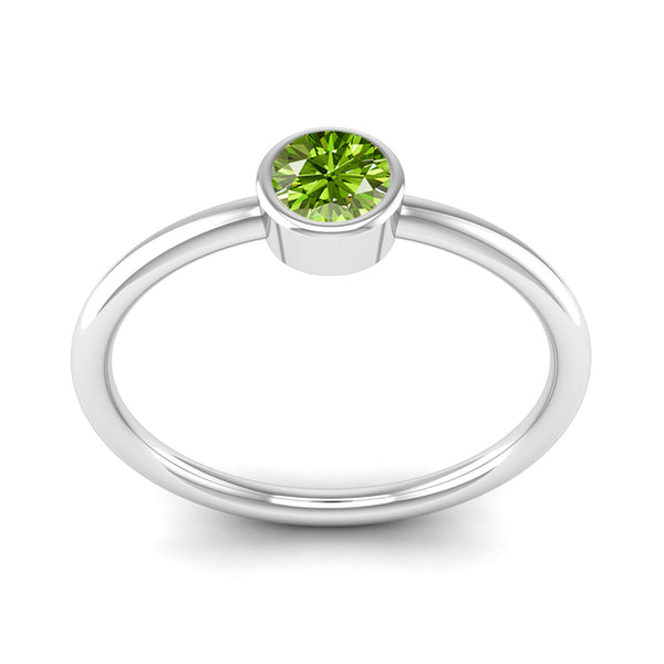 Fairtrade Silver Solitaire Peridot August Birthstone Ring, Jeweller's Loupe