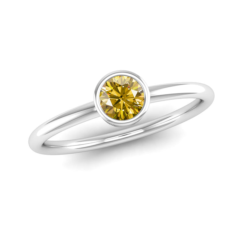 Fairtrade White Gold Solitaire Yellow Topaz November Birthstone Ring, Jeweller's Loupe