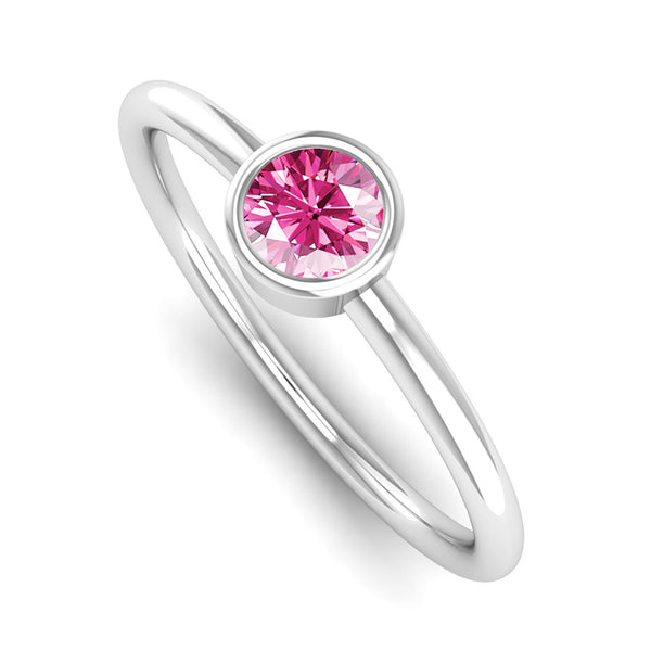 Fairtrade White Gold Solitaire Pink Tourmaline October Birthstone Ring, Jeweller's Loupe
