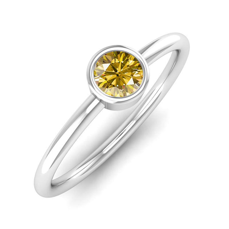 Ethically-sourced Platinum Solitaire Yellow Topaz November Birthstone Ring, Jeweller's Loupe