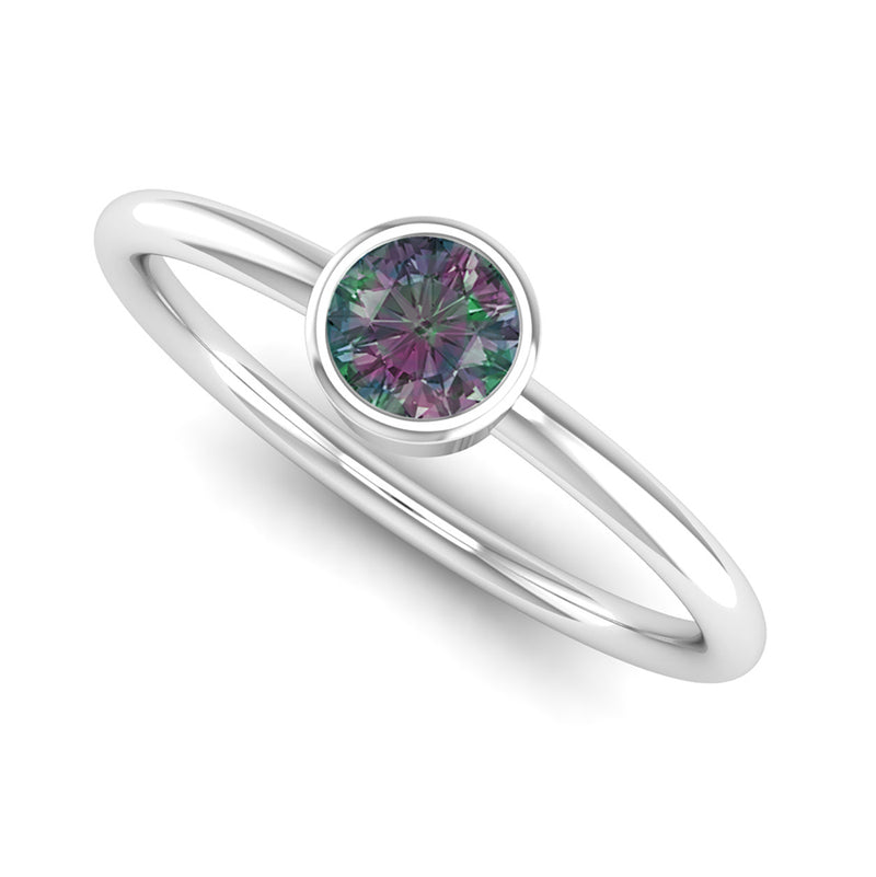 Fairtrade White Gold Solitaire Alexandrite June Birthstone Ring