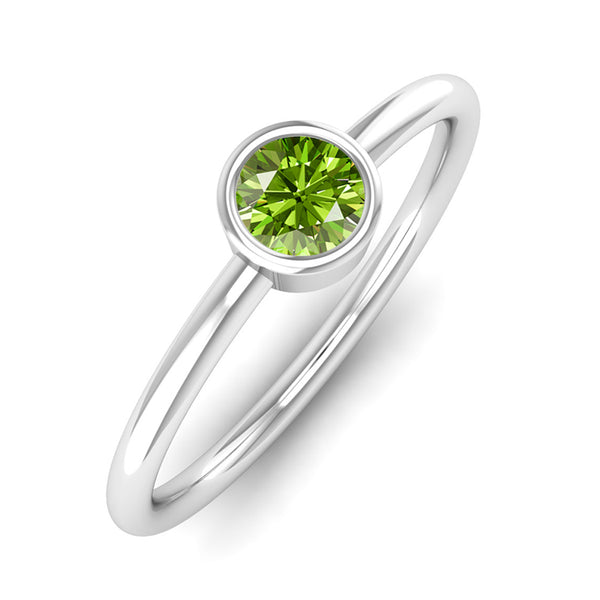 Fairtrade White Gold Solitaire Peridot August Birthstone Ring, Jeweller's Loupe