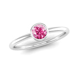 Ethically-sourced Platinum Solitaire Pink Tourmaline October Birthstone Ring, Jeweller's Loupe