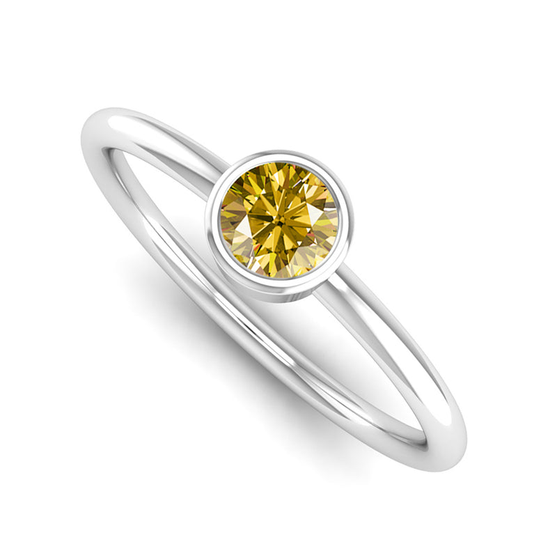 Fairtrade White Gold Solitaire Yellow Topaz November Birthstone Ring, Jeweller's Loupe