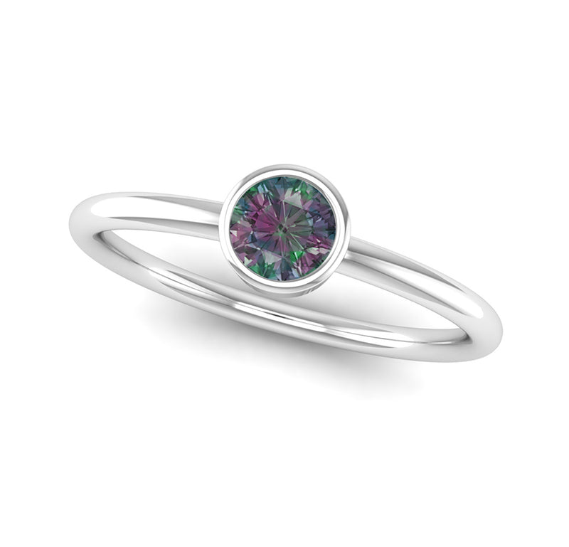 Fairtrade White Gold Solitaire Alexandrite June Birthstone Ring