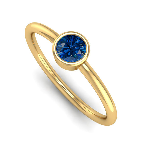 Fairtrade Yellow Gold Solitaire Sapphire September Birthstone Ring, Jeweller's loupe