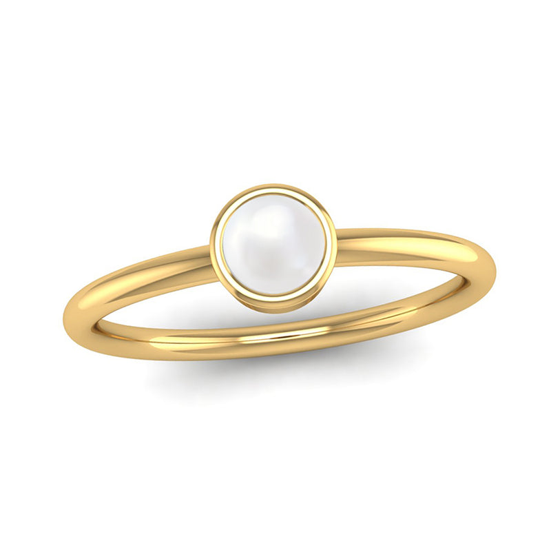 Fairtrade Yellow Gold Solitaire Pearl June Birthstone Ring