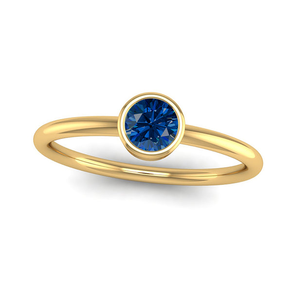 Fairtrade Yellow Gold Solitaire Sapphire September Birthstone Ring, Jeweller's loupe