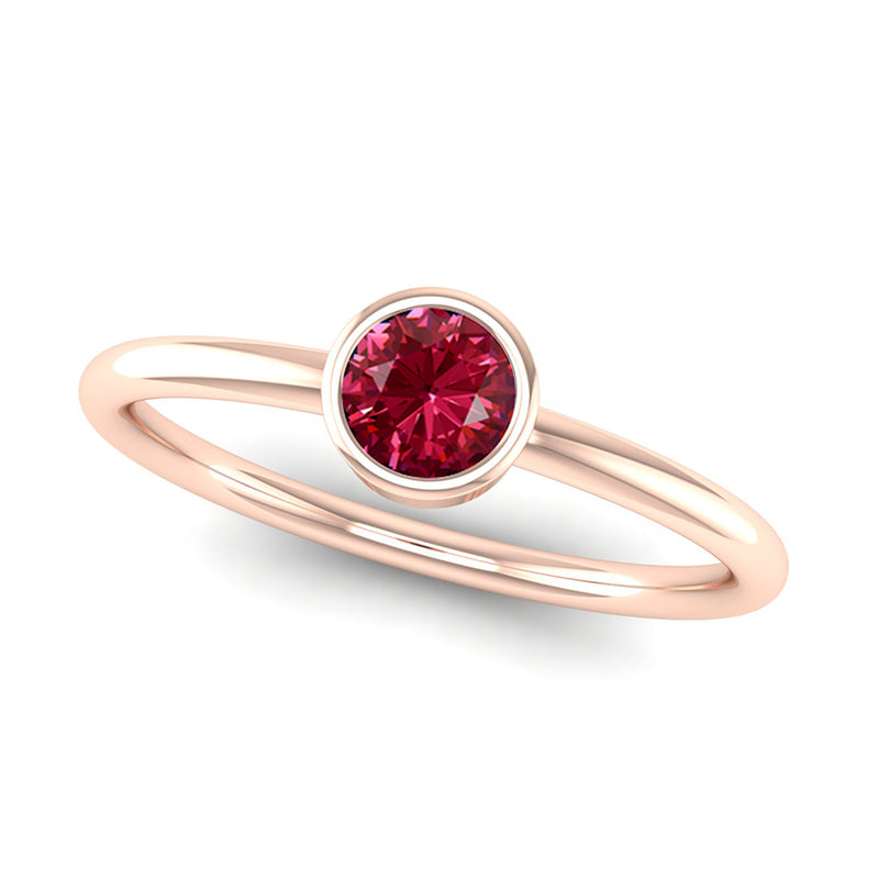 Fairtrade Rose Gold Solitaire Ruby July Birthstone Ring, Jeweller's loupe