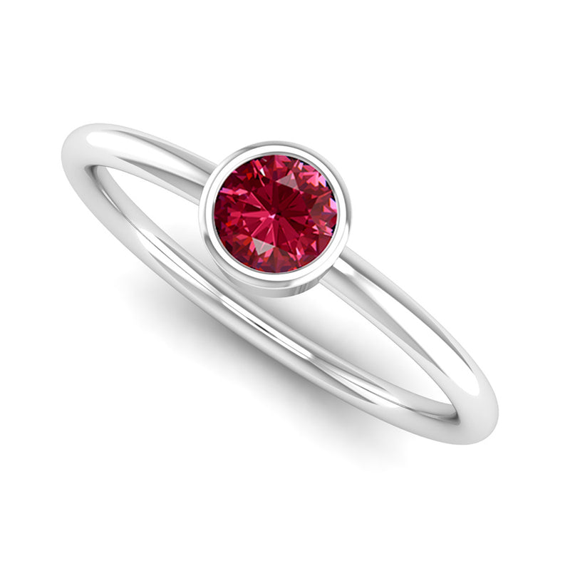 Ethically-sourced Platinum Solitaire Ruby July Birthstone Ring, Jeweller's Loupe