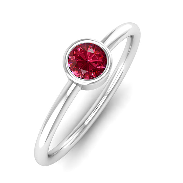 Fairtrade Silver Solitaire Ruby July Birthstone Ring, Jeweller's Loupe