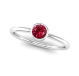 Fairtrade White Gold Solitaire Ruby July Birthstone Ring, Jeweller's loupe