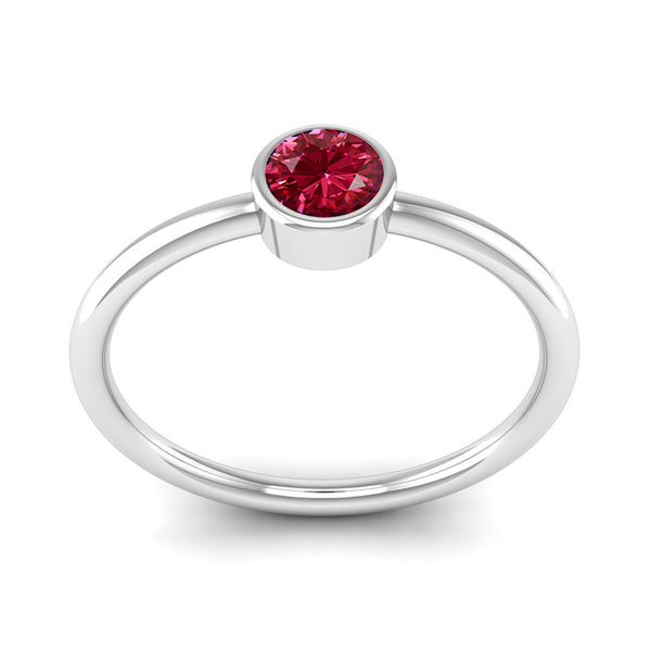 Fairtrade White Gold Solitaire Ruby July Birthstone Ring, Jeweller's loupe