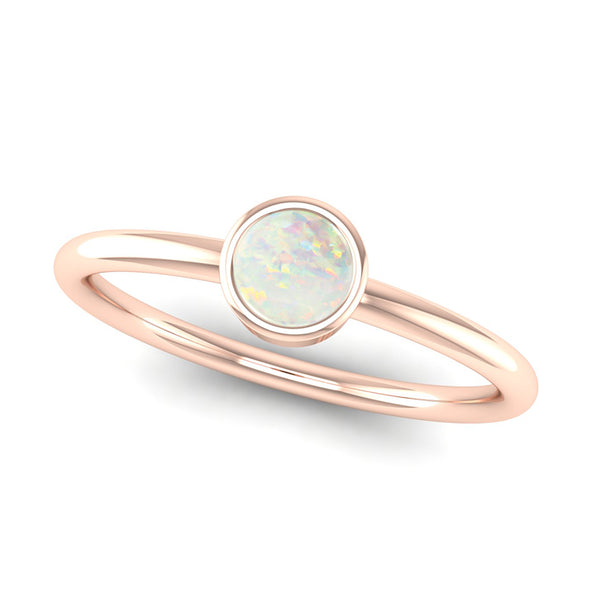 Fairtrade Rose Gold Solitaire Opal October Birthstone Ring, Jeweller's Loupe