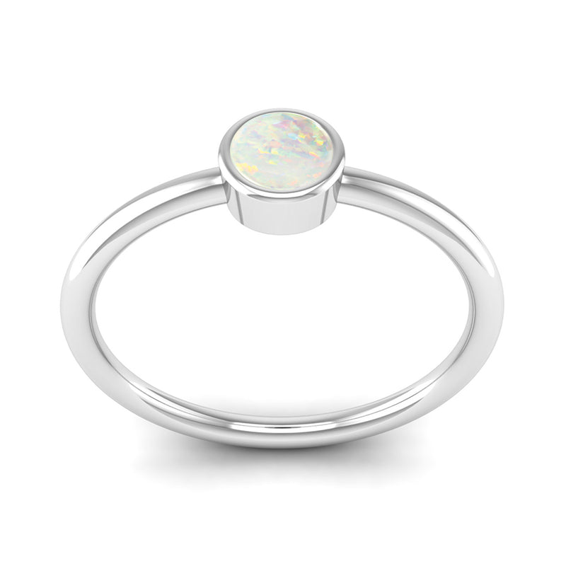 Fairtrade Silver Solitaire Opal October Birthstone Ring, Jeweller's Loupe