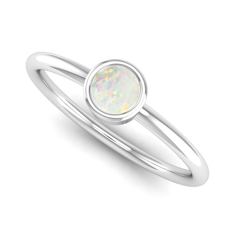 Fairtrade Silver Solitaire Opal October Birthstone Ring, Jeweller's Loupe