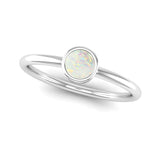 Fairtrade White Gold Solitaire Opal October Birthstone Ring, Jeweller's Loupe