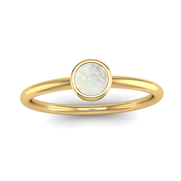 Fairtrade Yellow Gold Solitaire Opal October Birthstone Ring, Jeweller's Loupe