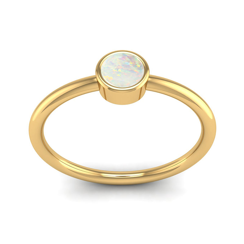 Fairtrade Yellow Gold Solitaire Opal October Birthstone Ring, Jeweller's Loupe