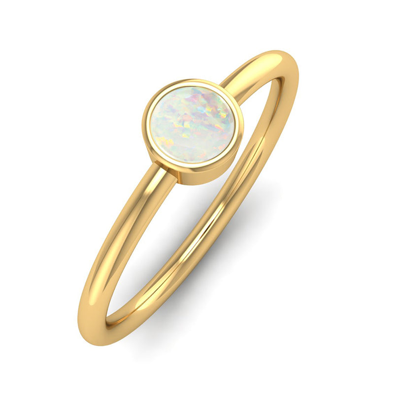 Fairtrade Yellow Gold Solitaire Opal October Birthstone Ring, Jeweller's Loupe