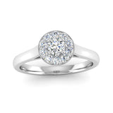 Round Brilliant Cut Diamond Halo Engagement Ring with a Milgrain Edge - Jeweller's Loupe