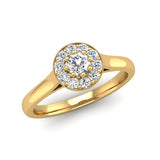 Round Brilliant Cut Diamond Halo Engagement Ring with a Milgrain Edge - Jeweller's Loupe