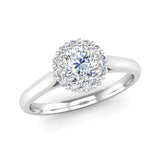 Round Brilliant Cut Diamond Halo Engagement ring with a Scalloped Basket - Jeweller's Loupe