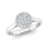 Round Brilliant Cut Diamond Cluster Engagement Ring with Scroll Details - Jeweller's Loupe