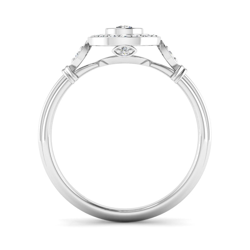 Round Brilliant Cut Diamond Split Halo Engagement Ring with Extra Diamond Details - Jeweller's Loupe