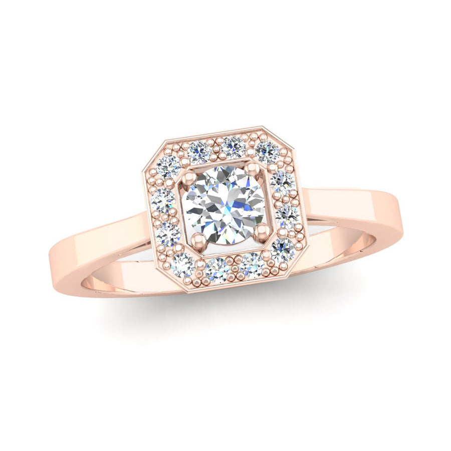 Fairtrade Rose Gold Round Brilliant Cut Diamond Octagonal Split Halo ...
