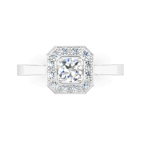 Fairtrade White Gold Round Brilliant Cut Diamond Octagonal Split