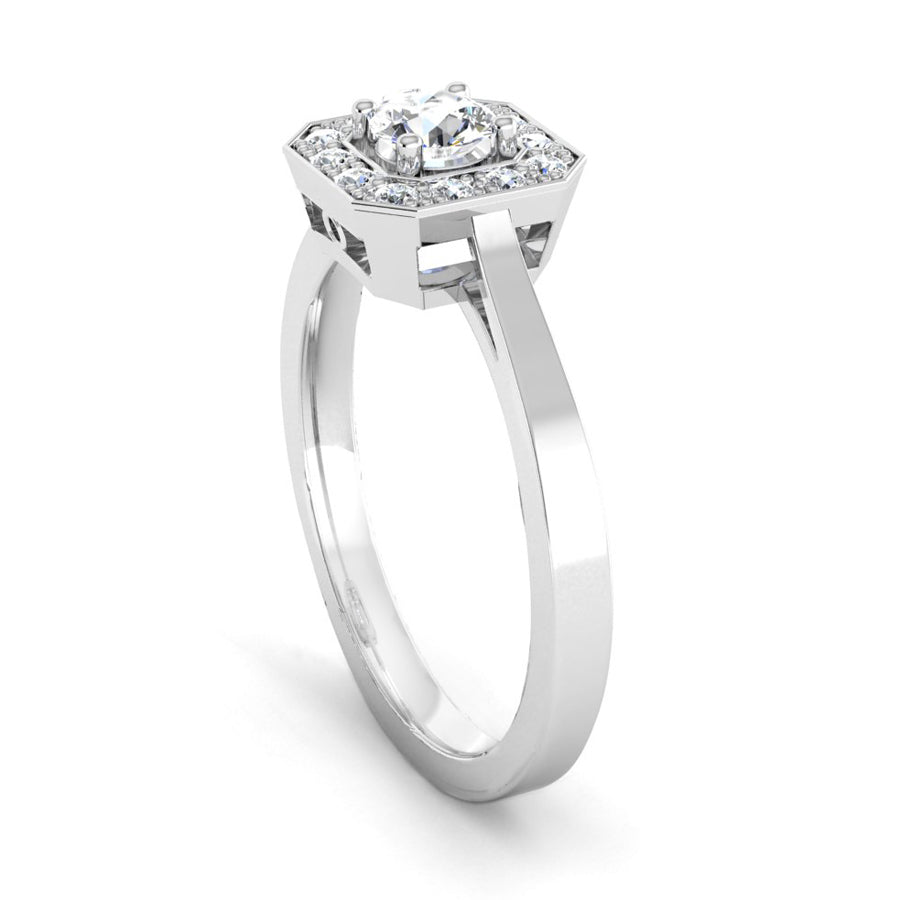 Ethically-sourced Platinum Round Brilliant Cut Diamond Octagonal Split ...