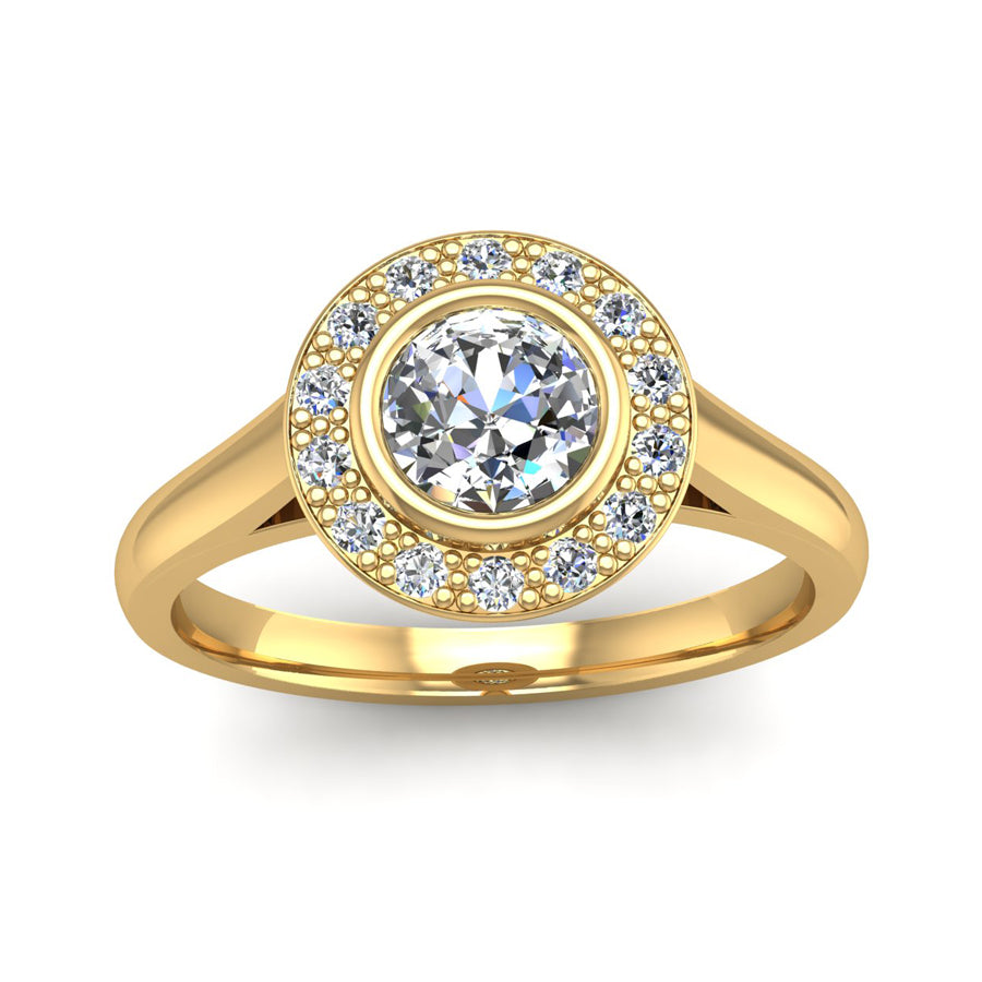 Fairtrade Yellow Gold Rub Set Round Brilliant Cut Diamond Halo ...