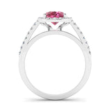 Oval Cut Pink Tourmaline and Diamond Halo Engagement Ring - Jeweller's Loupe