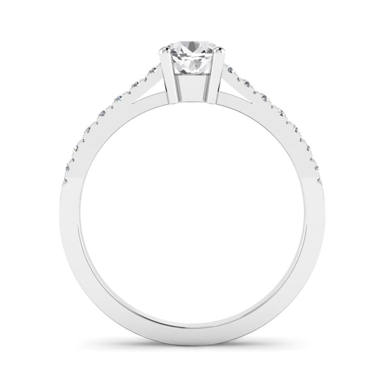 Round Brilliant Cut Diamond Engagement Ring with Diamond Set Shoulders - Jeweller's Loupe