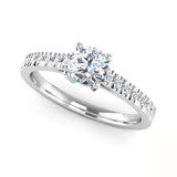 Round Brilliant Cut Diamond Engagement Ring with Diamond Set Shoulders - Jeweller's Loupe