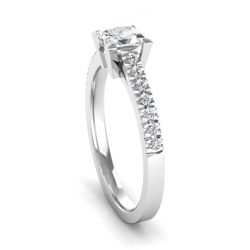 Princess Cut Diamond Engagement Ring with Diamond Set Shoulders - Jeweller's Loupe