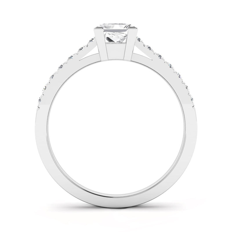 Princess Cut Diamond Engagement Ring with Diamond Set Shoulders - Jeweller's Loupe