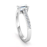 Emerald Cut Diamond Engagement Ring with Diamond Set Shoulders - Jeweller's Loupe