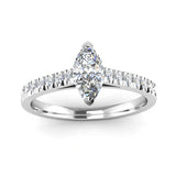 Marquise Cut Diamond Engagement Ring with Diamond Set Shoulders - Jeweller's Loupe