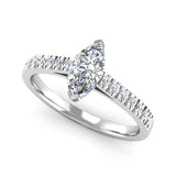 Marquise Cut Diamond Engagement Ring with Diamond Set Shoulders - Jeweller's Loupe